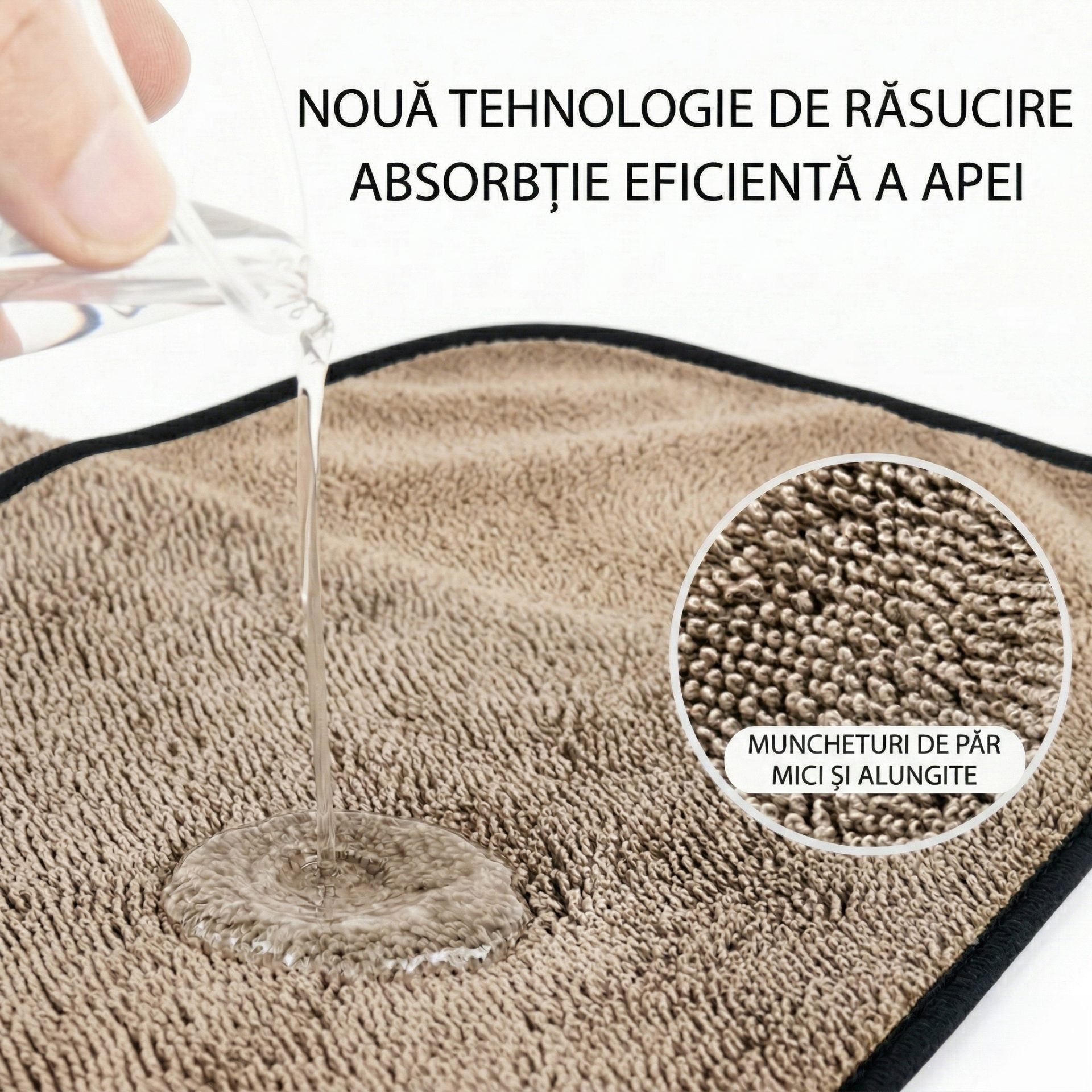 Prosop Uscare Auto, 600 GSM, Microfibra Premium, Ultra Absorbant, Fara Urme, 90x70 cm, Bej