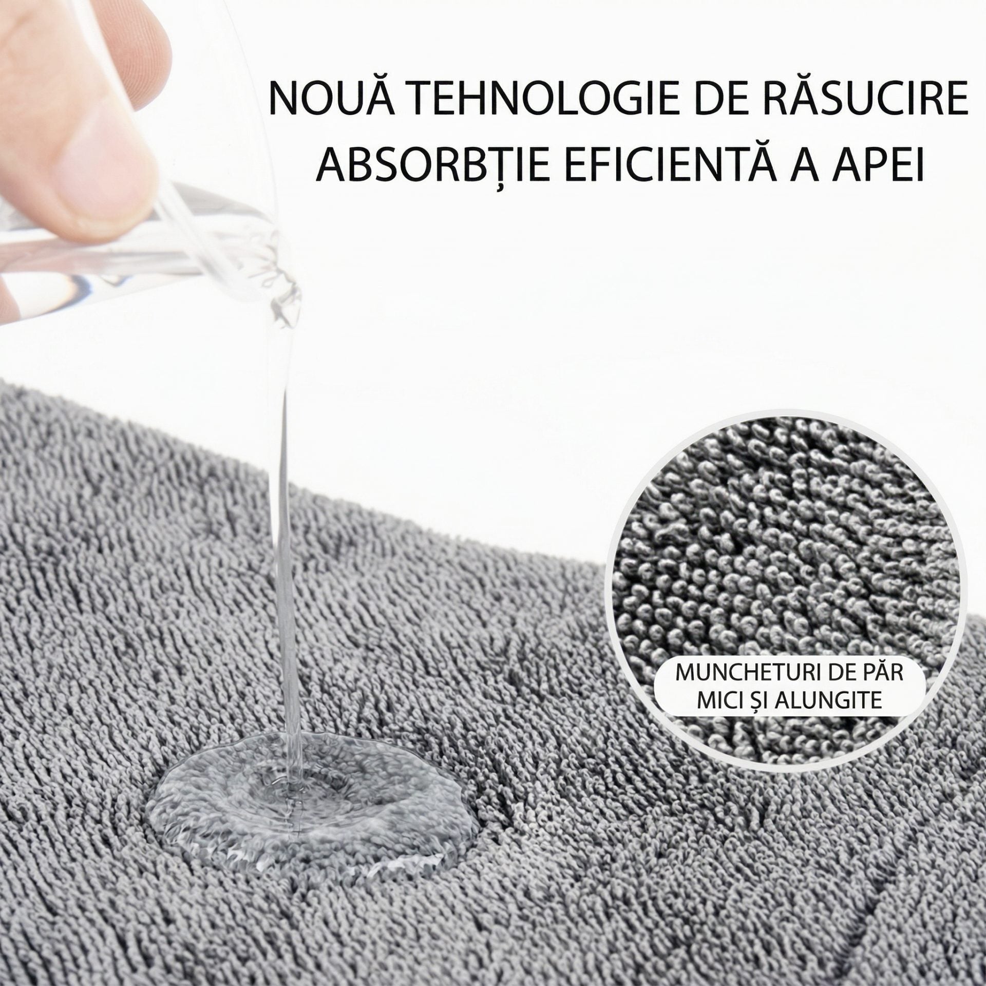 Prosop Uscare Auto, 800 GSM, Microfibra Premium, Ultra Absorbant, Fara Urme, 90x70 cm, Gri