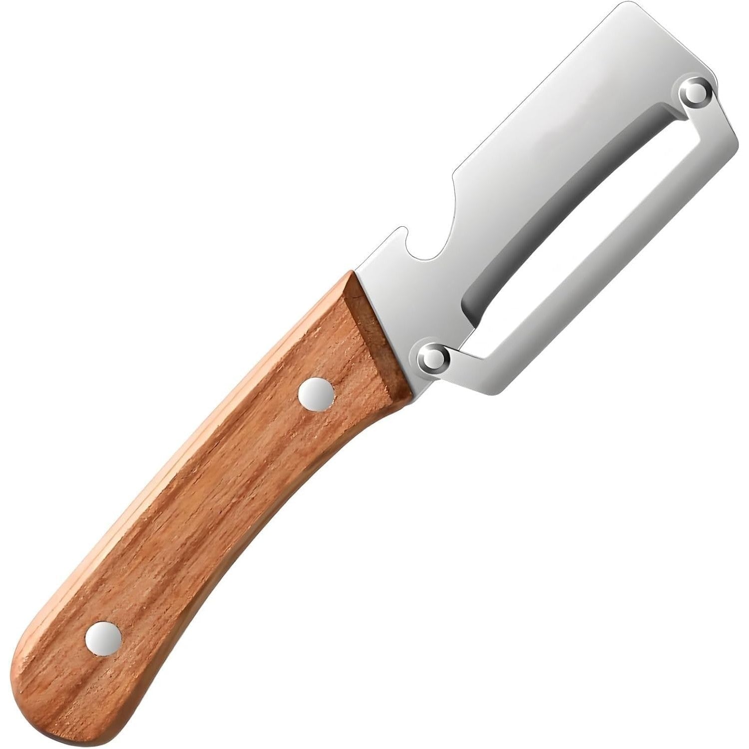 Curatator de Fructe/Legume, 2in1, Desfacator de Sticle, Multifunctional, Maner de Lemn, Maro