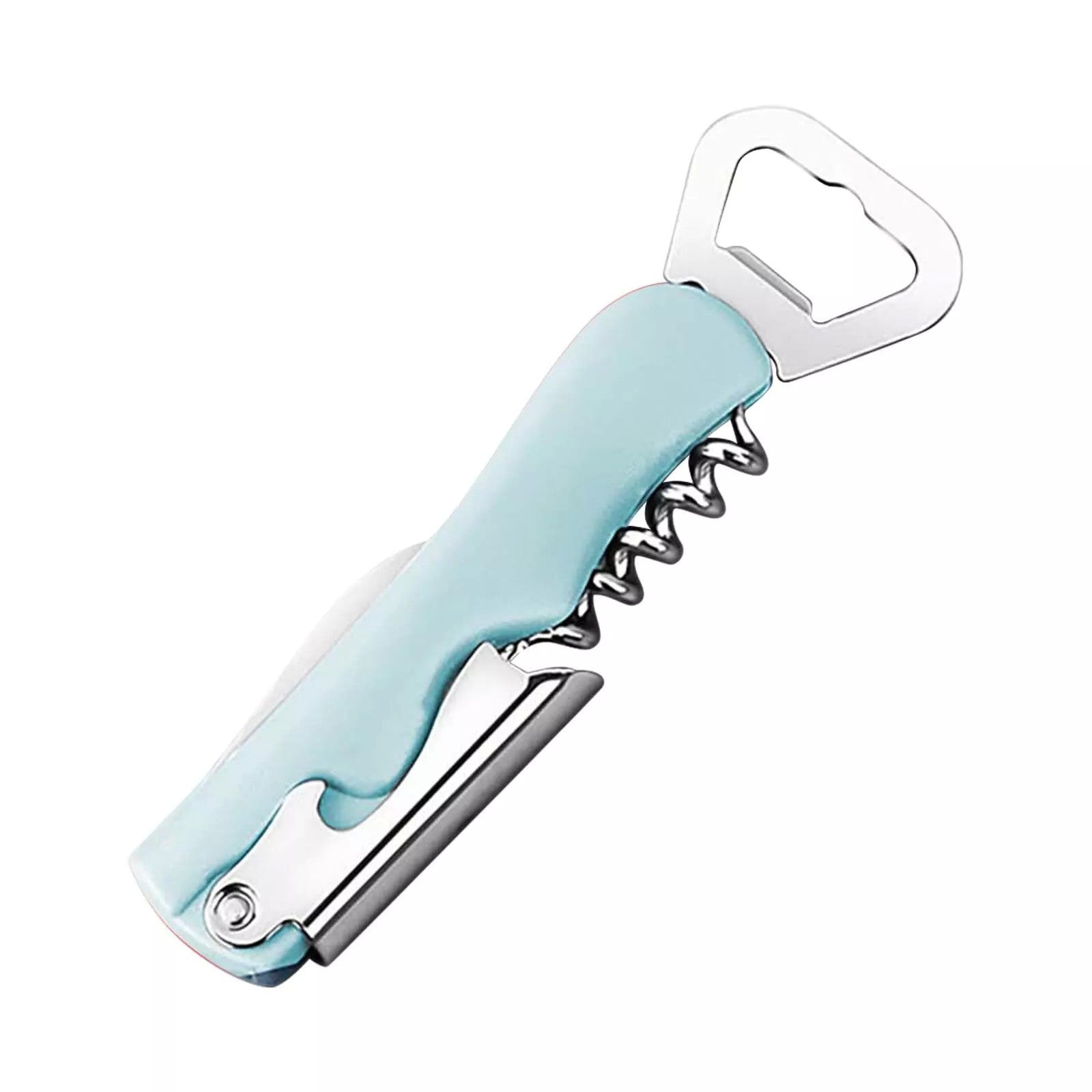 Tirbuson de Sticle 4 in 1, Desfacator de Sticle Multifunctional, din Inox cu Maner Anti Alunecare, 13.5 x 4 cm Verde