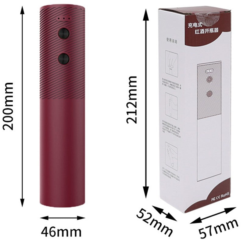 Tirbuson Electric, Deschizator Sticle de Vin, de Uz Casnic de Ultima Generatie, Reincarcabil prin Incarcare USB, 20 x 4.6 cm Rosu