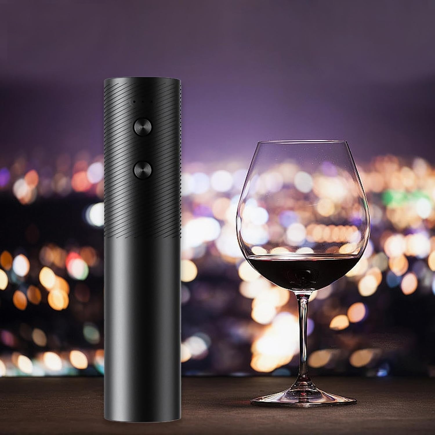 Tirbuson Electric, Deschizator Sticle de Vin, Incarcare USB, 20 x 4.6 cm, Negru