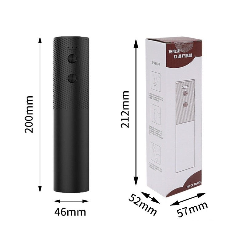 Tirbuson Electric, Deschizator Sticle de Vin, Incarcare USB, 20 x 4.6 cm, Negru