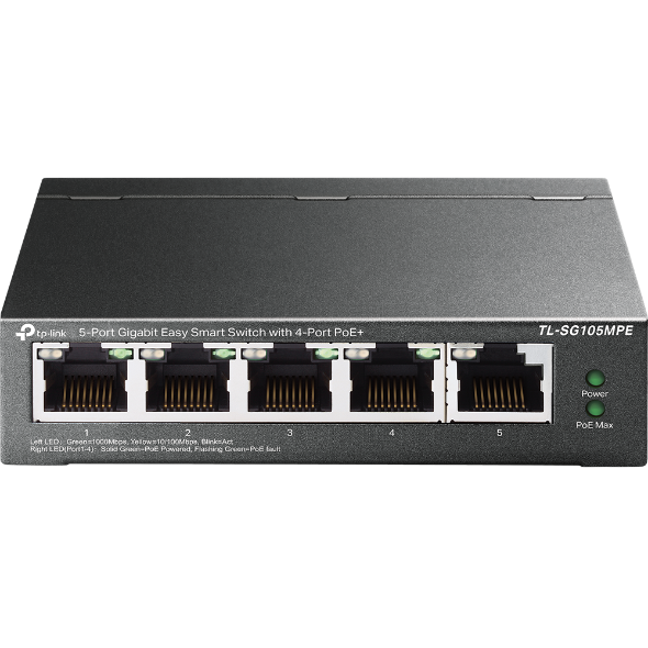 SWITCH TP-LINK 5-Port Gigabit Easy Smart Switch cu 4-Port PoE+, carcasa metalica "TL-SG105MPE"