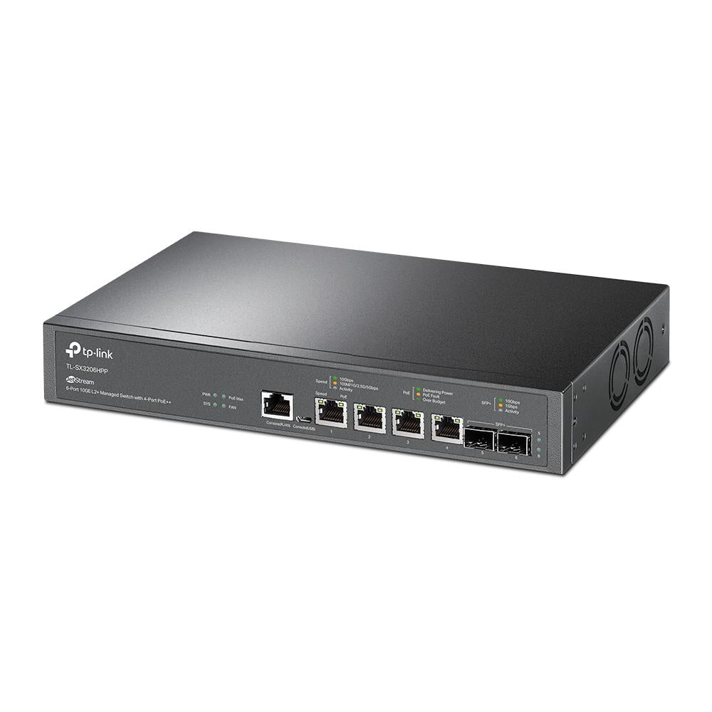 SWITCH TP-LINK 16 porturi JetStream cu Management | 6× Porturi 10GE si 4× Porturi PoE++. carcasa metalica "TL-SX3206HPP"