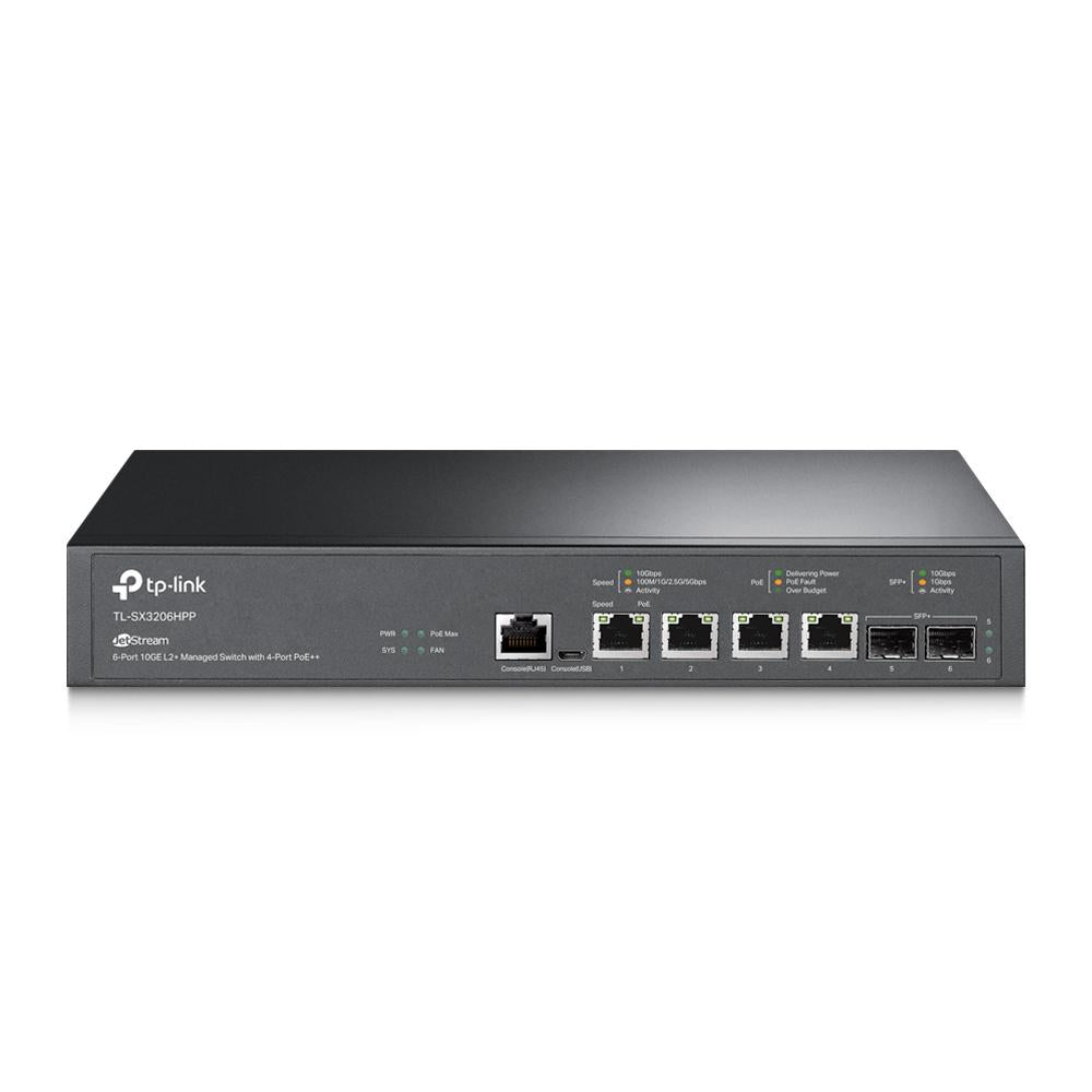 SWITCH TP-LINK 16 porturi JetStream cu Management | 6× Porturi 10GE si 4× Porturi PoE++. carcasa metalica "TL-SX3206HPP"