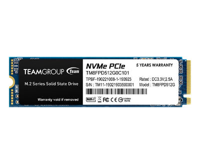 SSD TeamGroup MP33 PRO, 512GB, PCIe Gen3x4 M.2 2280, 3D TLC NAND NVMe, R/W: 3400/2600 MB/s, 