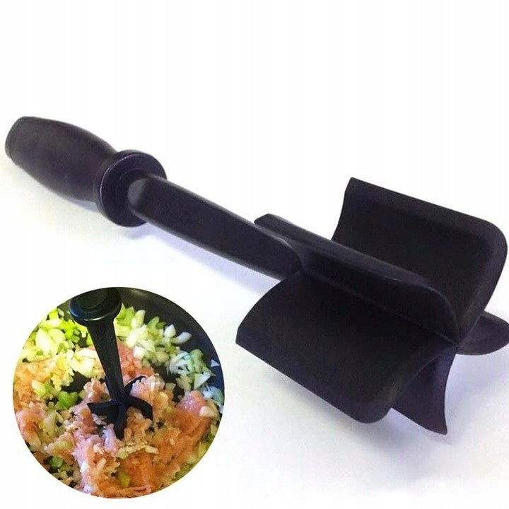 Tocator de Carne Manual, cu Lama pentru Tocarea si Amestecarea Carnii, 28x6cm, cu 5 Lame Curbate, Rezistent la Caldura, Multifunctional, Plastic Rezistent, Negru