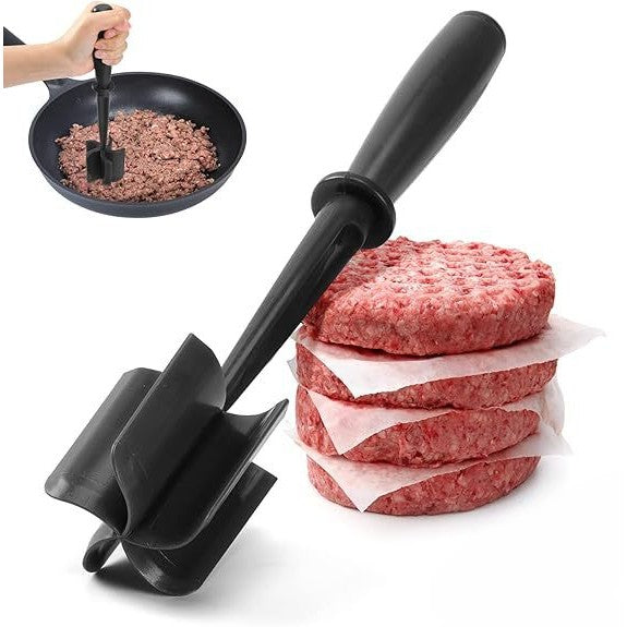 Tocator de Carne Manual, cu Lama pentru Tocarea si Amestecarea Carnii, 28x6cm, cu 5 Lame Curbate, Rezistent la Caldura, Multifunctional, Plastic Rezistent, Negru