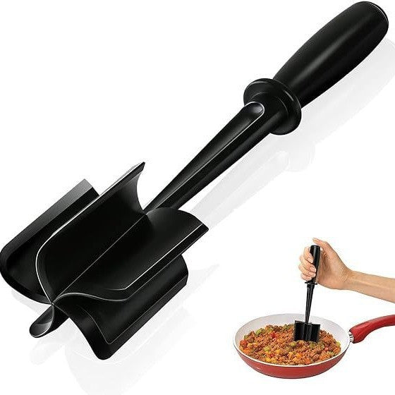 Tocator de Carne Manual, cu Lama pentru Tocarea si Amestecarea Carnii, 28x6cm, cu 5 Lame Curbate, Rezistent la Caldura, Multifunctional, Plastic Rezistent, Negru
