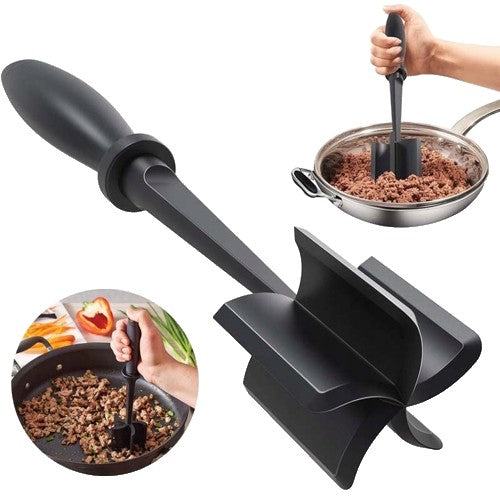 Tocator de Carne Manual, cu Lama pentru Tocarea si Amestecarea Carnii, 28x6cm, cu 5 Lame Curbate, Rezistent la Caldura, Multifunctional, Plastic Rezistent, Negru