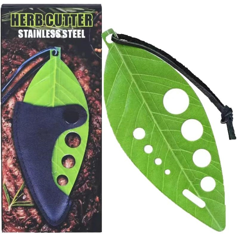 Tocator manual pentru ierburi instrument de curatat frunze, tocator, margini ascutie, 9 gauri de diferite dimensiuni, multifunctional, material otel inoxidabil, rezistent la rugina, 14 x 5.5 cm, verde