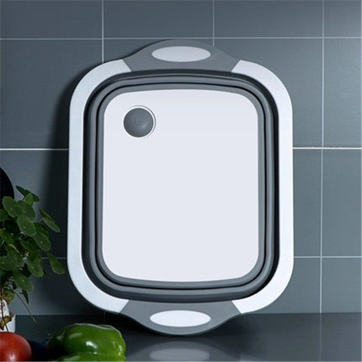 Tocator Multifunctional, 2 in 1, cu Cos pentru Spalat si Scurgere Alimente, 480 g, Pliabila, Gri