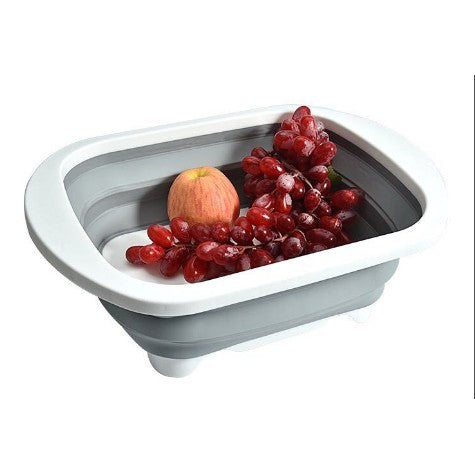 Tocator Multifunctional, 2 in 1, cu Cos pentru Spalat si Scurgere Alimente, 480 g, Pliabila, Gri