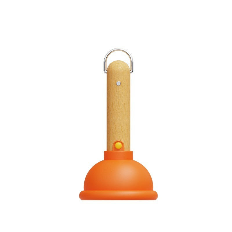 Lampa Nocturna, Model Ventuza de Toaleta, Alimentare USB, din Lemn si Silicon, 16 x 9 cm, Portocaliu