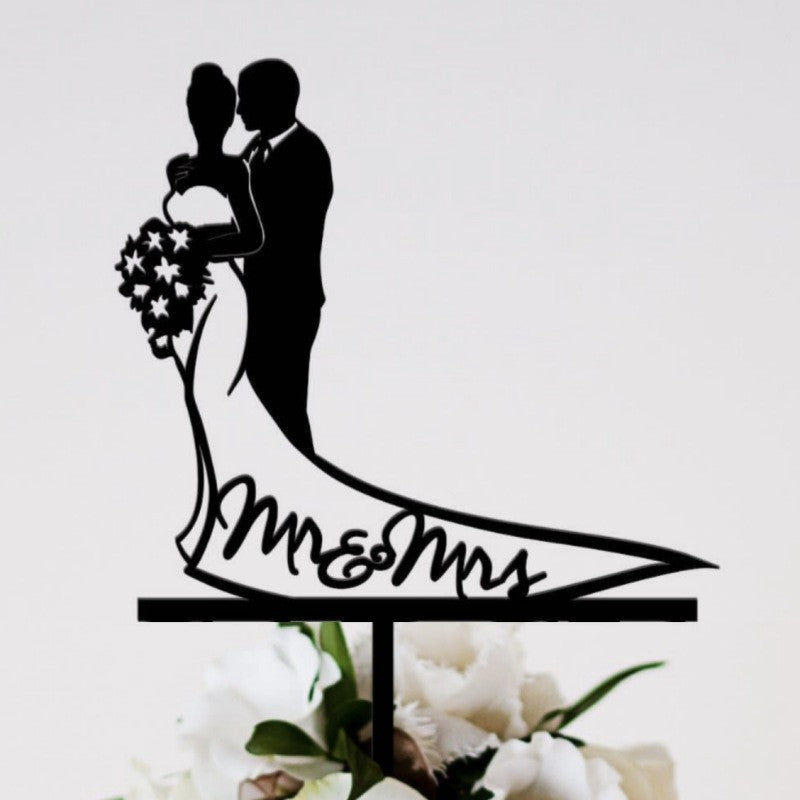 Topper Tort, Model 1 Mr&Mrs, 17.5 x 11 cm, Negru