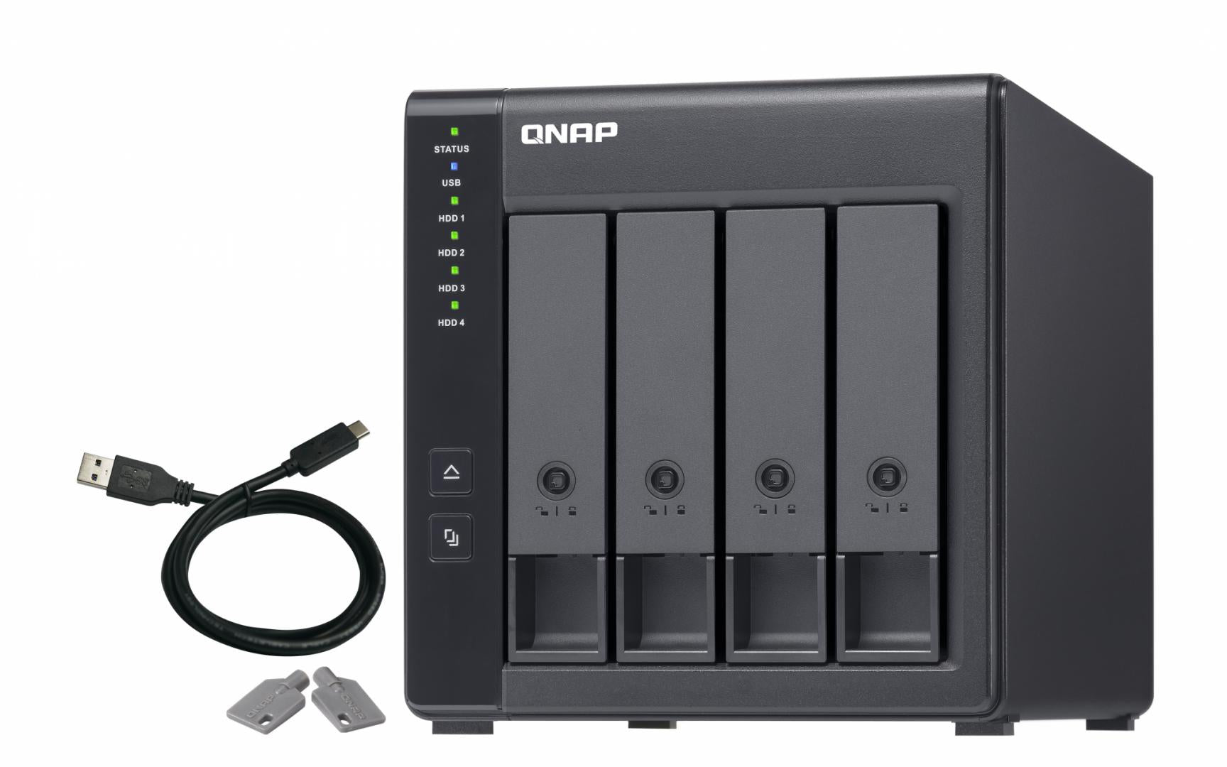 EXPANSION NAS QNAP, HDD x 4, capacitate maxima 24 TB, porturi USB Type C, "TR-004"