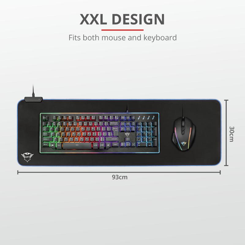 Mouse PAD TRUST, "GXT 764 GlideFlex", gaming , cu led, cauciuc si material textil, 930 x 300 x 3 mm, negru, "TR-23395"