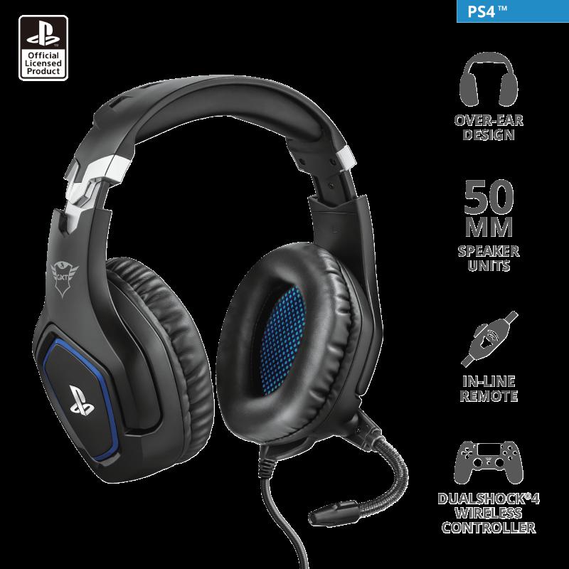 CASTI Trust, "GXT 488 Forze PS4", cu fir, gaming, utilizare multimedia, smartphone, microfon pe brat, conectare prin Jack 3.5 mm, negru, "TR-23530"