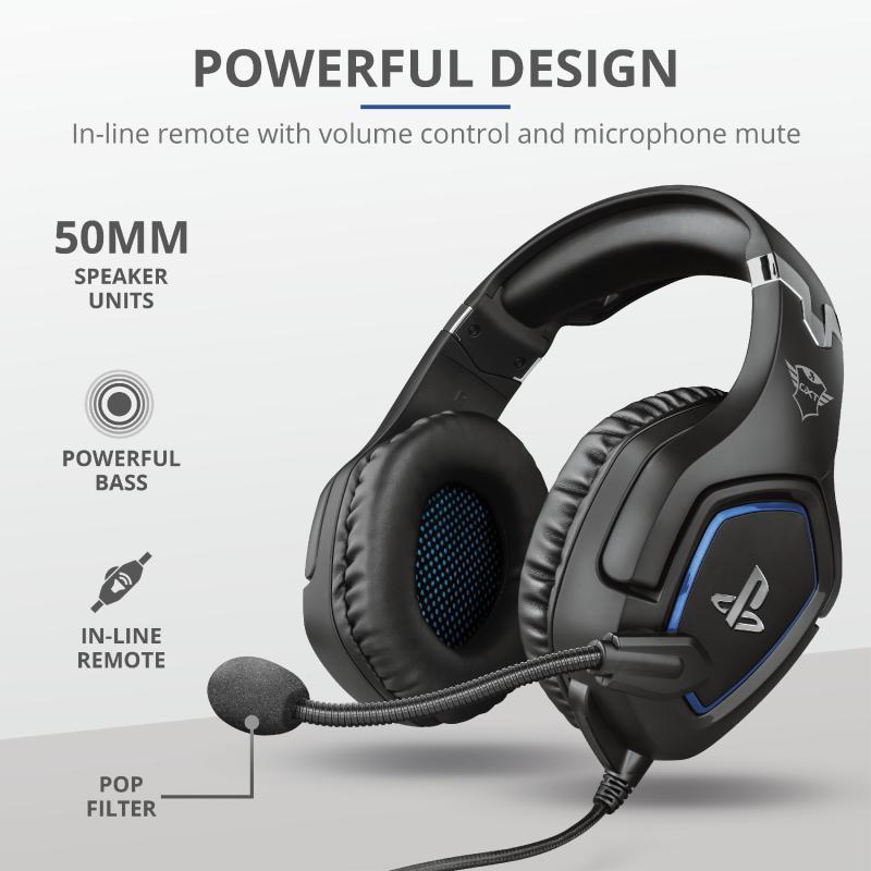 CASTI Trust, "GXT 488 Forze PS4", cu fir, gaming, utilizare multimedia, smartphone, microfon pe brat, conectare prin Jack 3.5 mm, negru, "TR-23530"