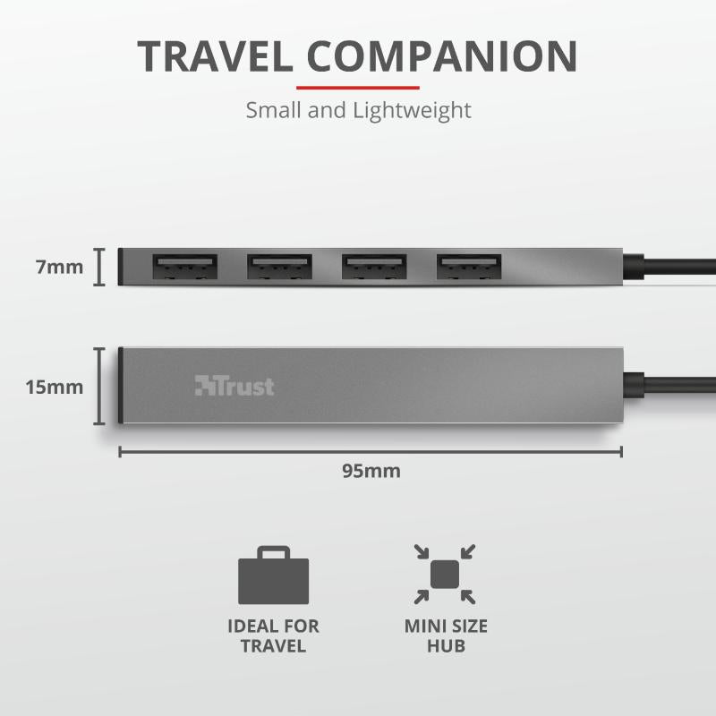 Trust Halyx Aluminium 4 Mini USB Hub "TR-23786"