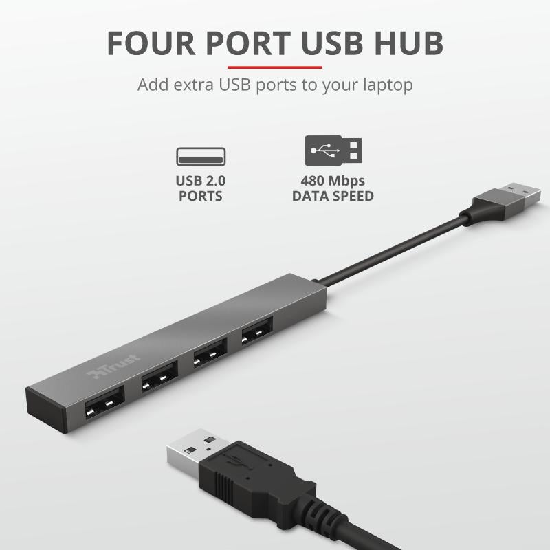 Trust Halyx Aluminium 4 Mini USB Hub "TR-23786"