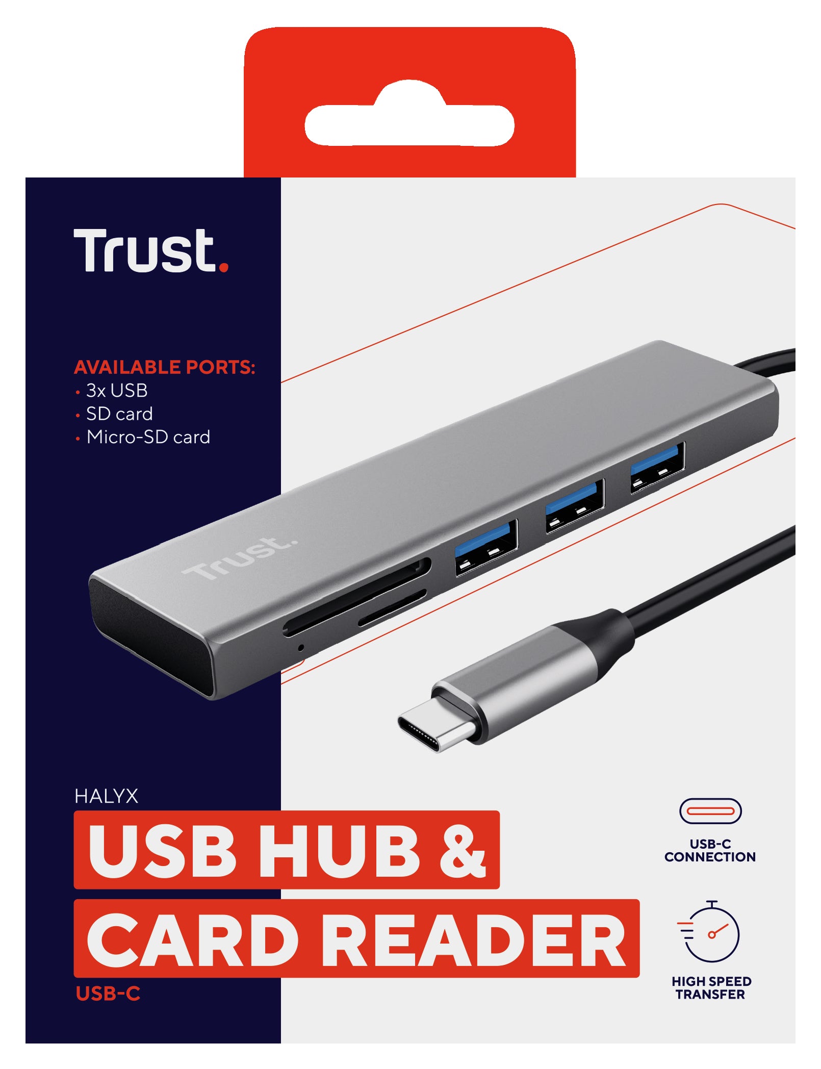 Halyx Fast USB-C & Card Reader, 3-port Hub "TR-24191"