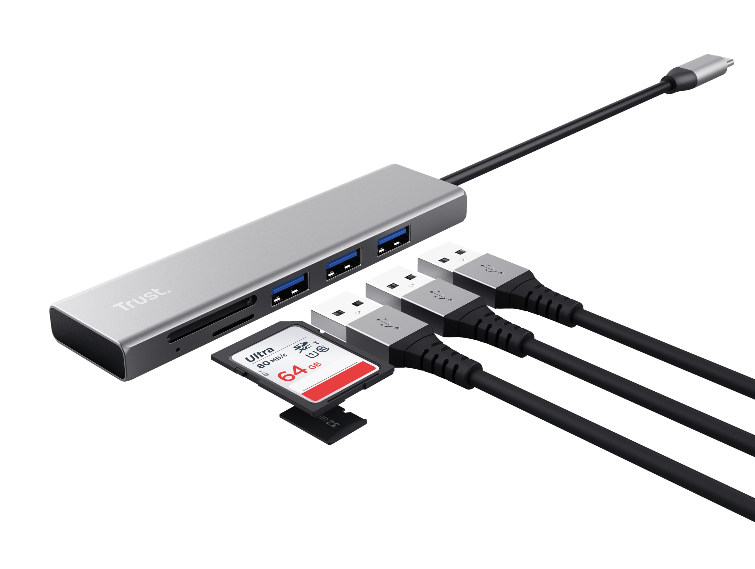 Halyx Fast USB-C & Card Reader, 3-port Hub "TR-24191"