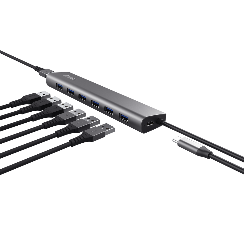 Hub Trust Halyx 7xUSB 3.2 Gen1, gri "TR-24967"