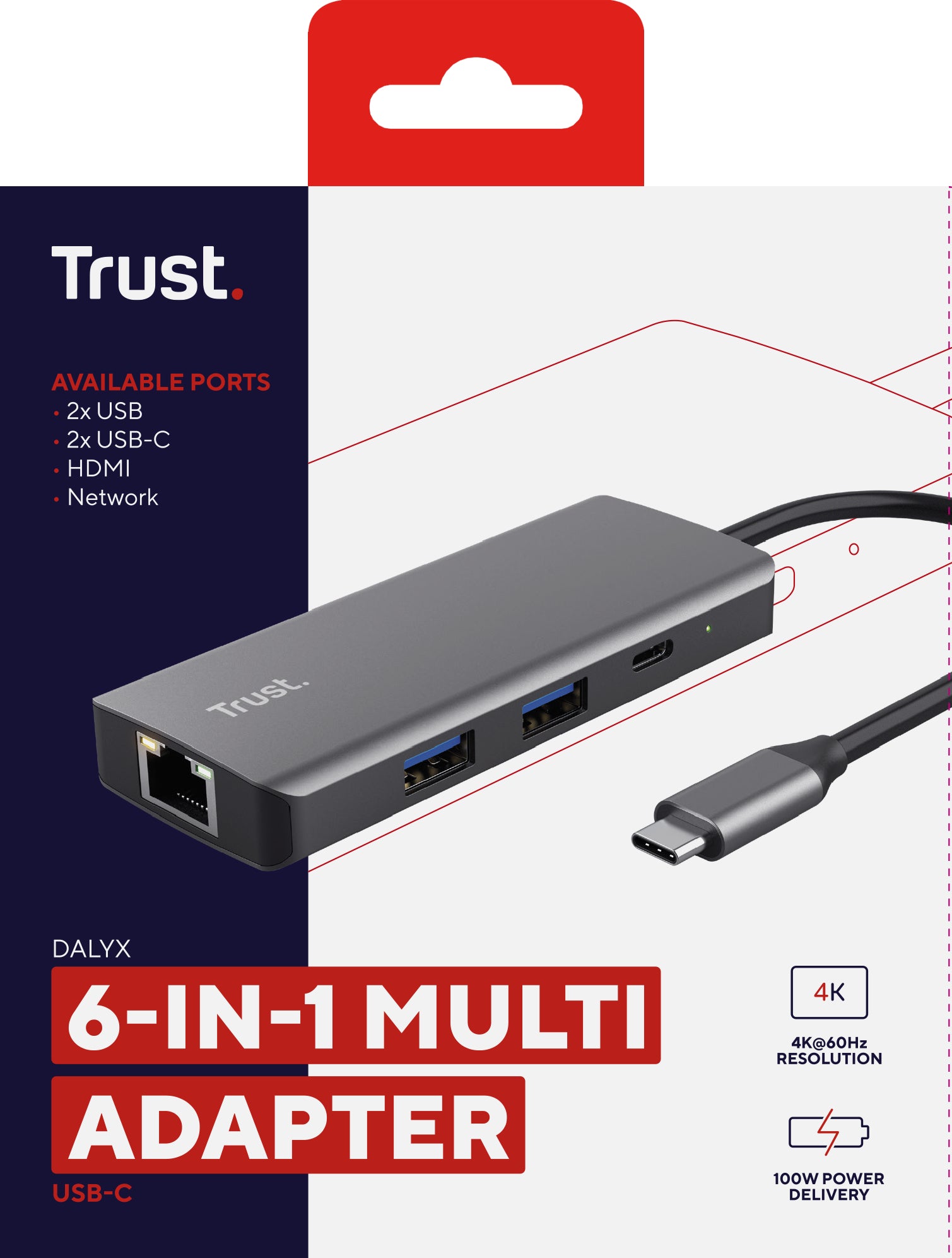 Adaptor Trust Dalyx 6-1, gri "TR-24968"