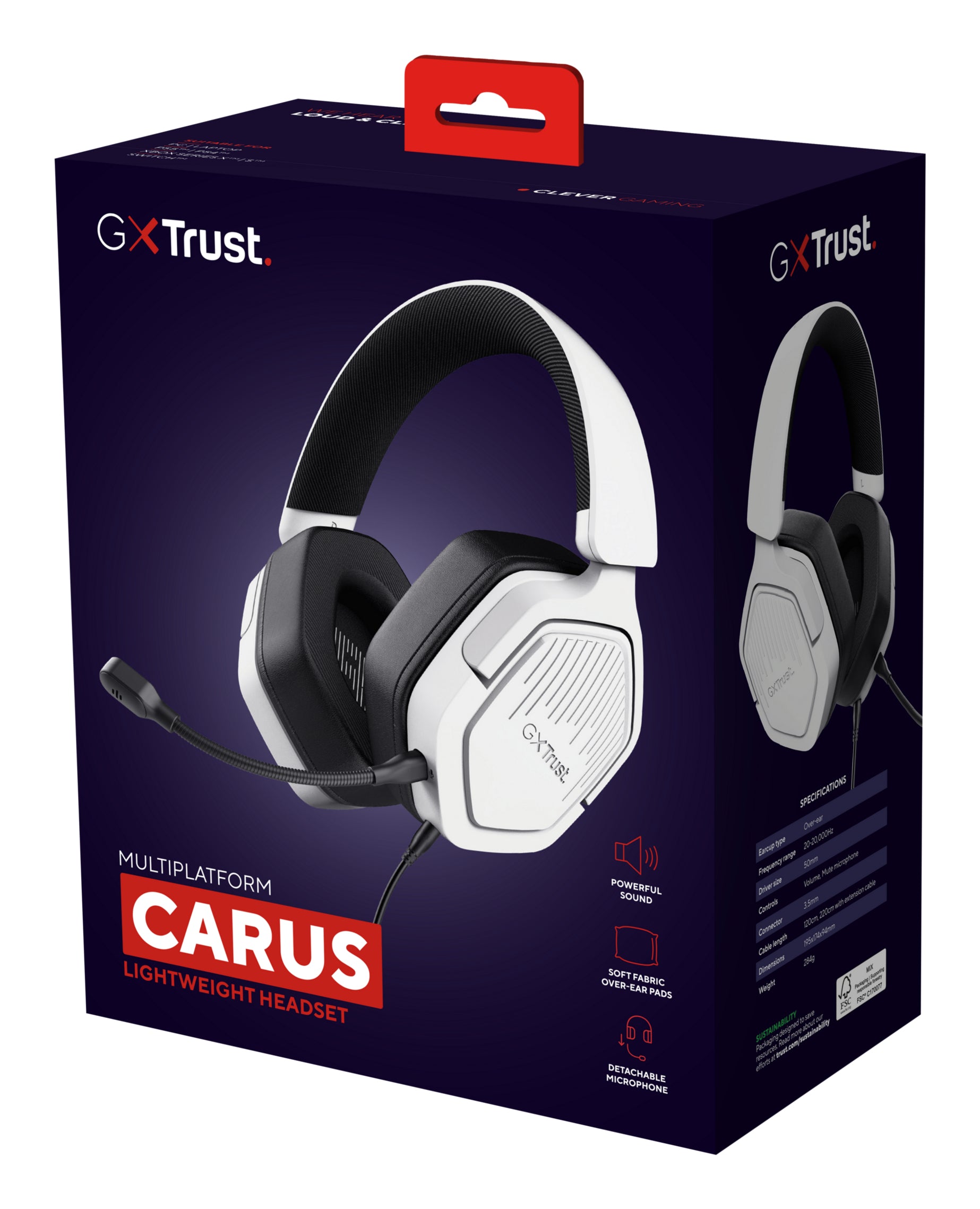 Casti Trust multiplat. GXT492 Carus alb "TR-25448"