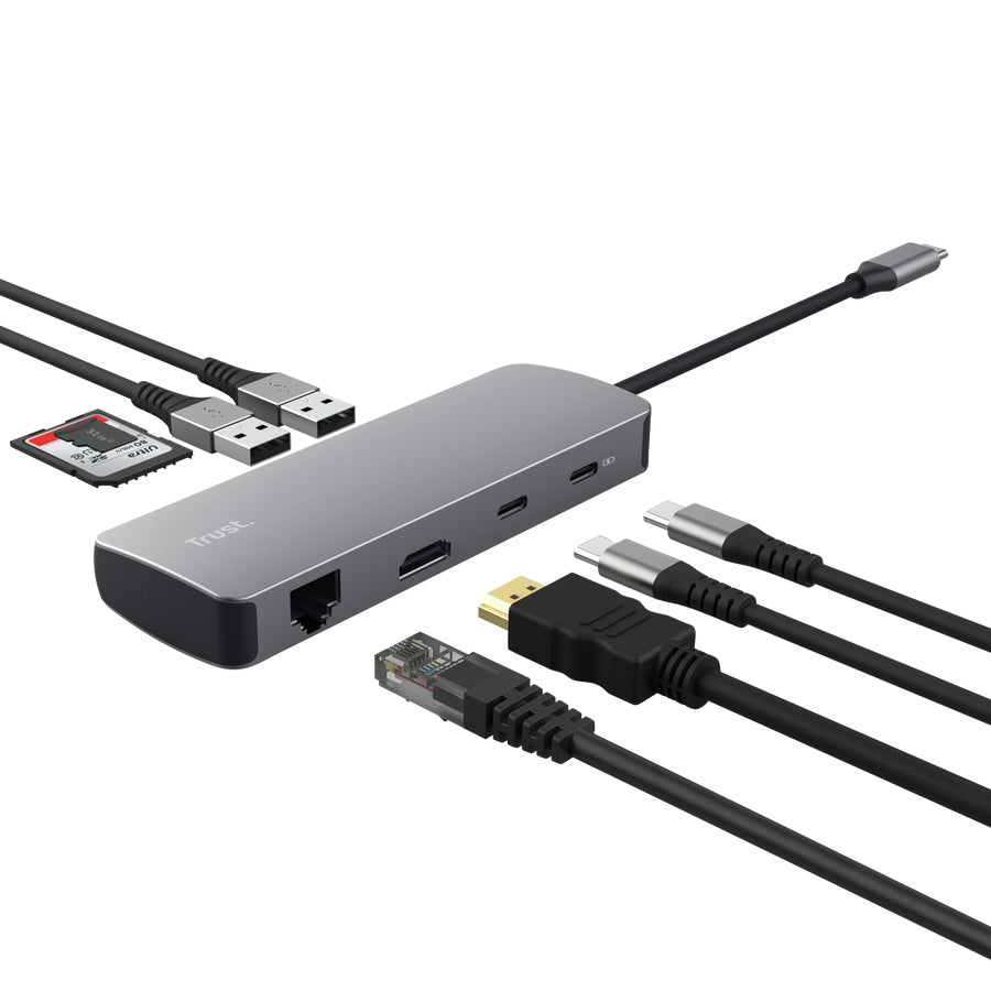 Adaptor Trust Dalyx 8 in 1, gri "TR-25672"
