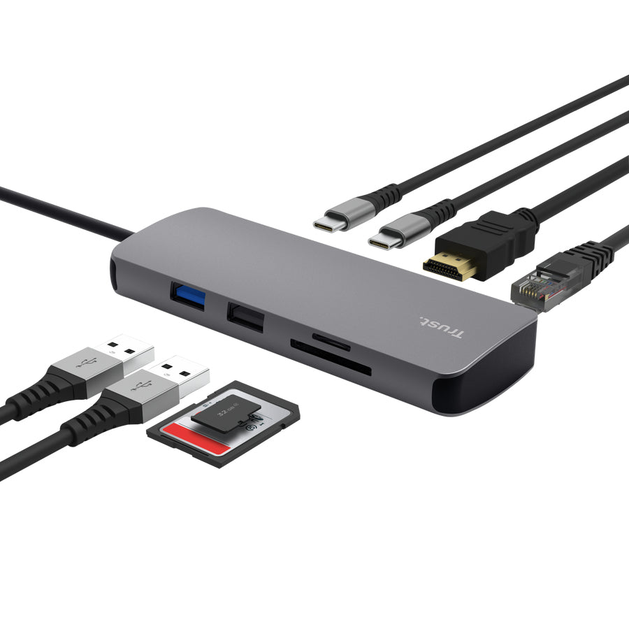 Adaptor Trust Dalyx 8 in 1, gri "TR-25672"