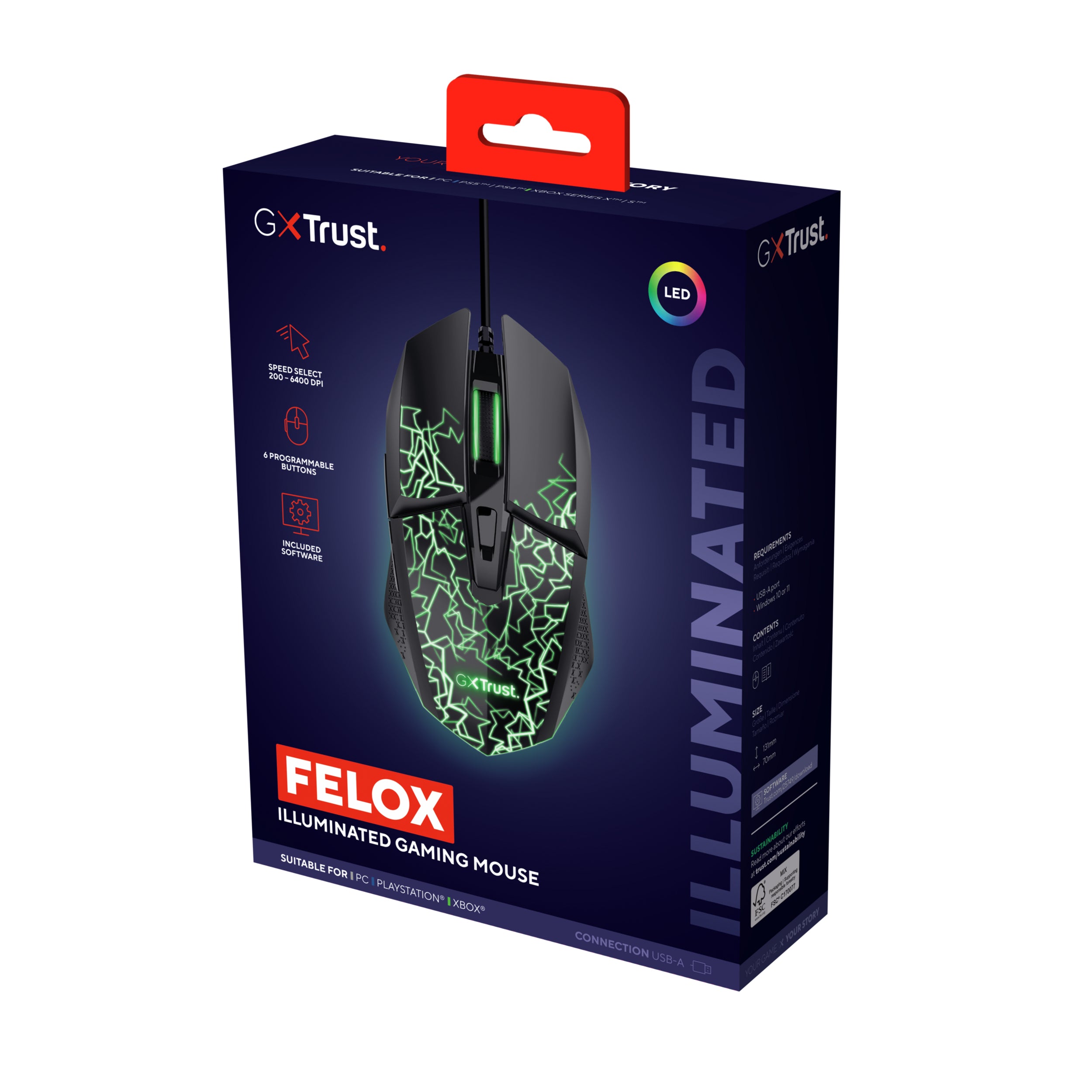 Mouse Trust GXT 113 Felox 6400 DPI, negr "TR-25749"