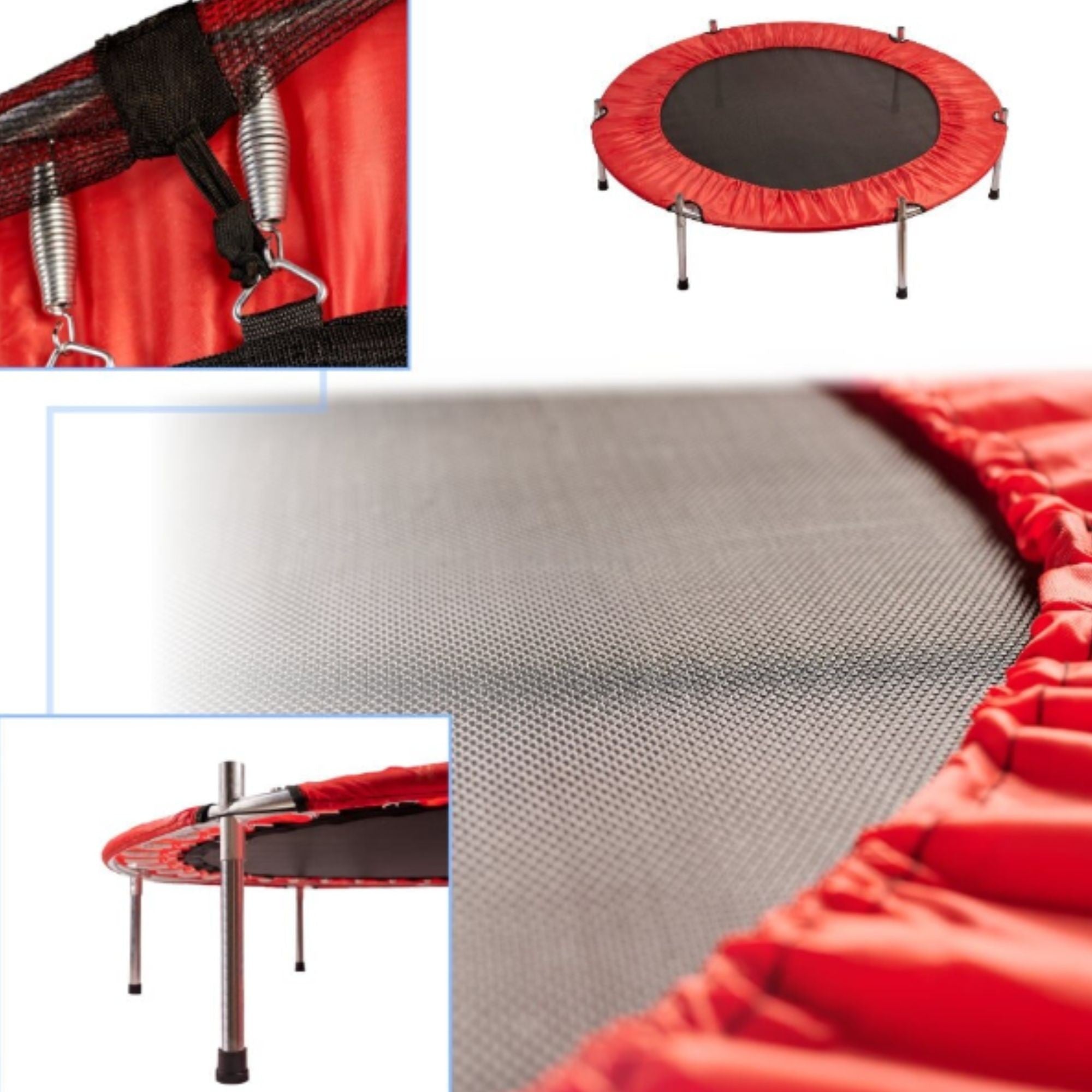 Trambulina pentru Copii, Flippy, Trambulina de Gradina, cu Plasa de Protectie si Fermoar, Interior/Exterior, Sarcina Maxima 150 kg, 140 x 116 cm, Rosu/Verde