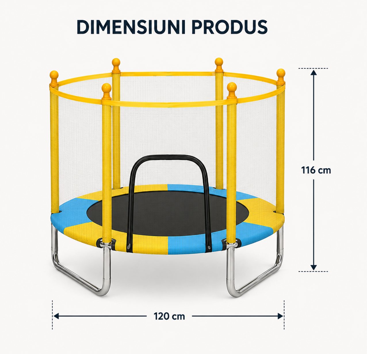 Trambulina De Gradina, Pentru Distractie Si Dezvoltare Armonioasa, Dimensions:120*116 Greutate 7.4㎏, Culoare Galben