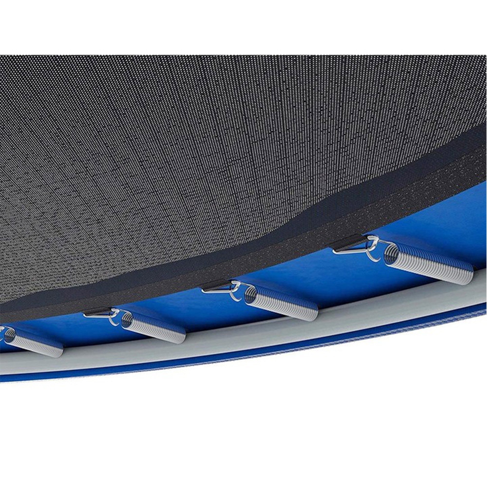 Trambulina pentru Copii, Flippy, Gradina si Exterior, Plasa de Protectie, Scara de Acces, Susutinere din Otel Galvanizat, Capacitate 2-3 Persoane, Pana la 200 kg, 1.83 x 2.6 m, Albastru/Negru