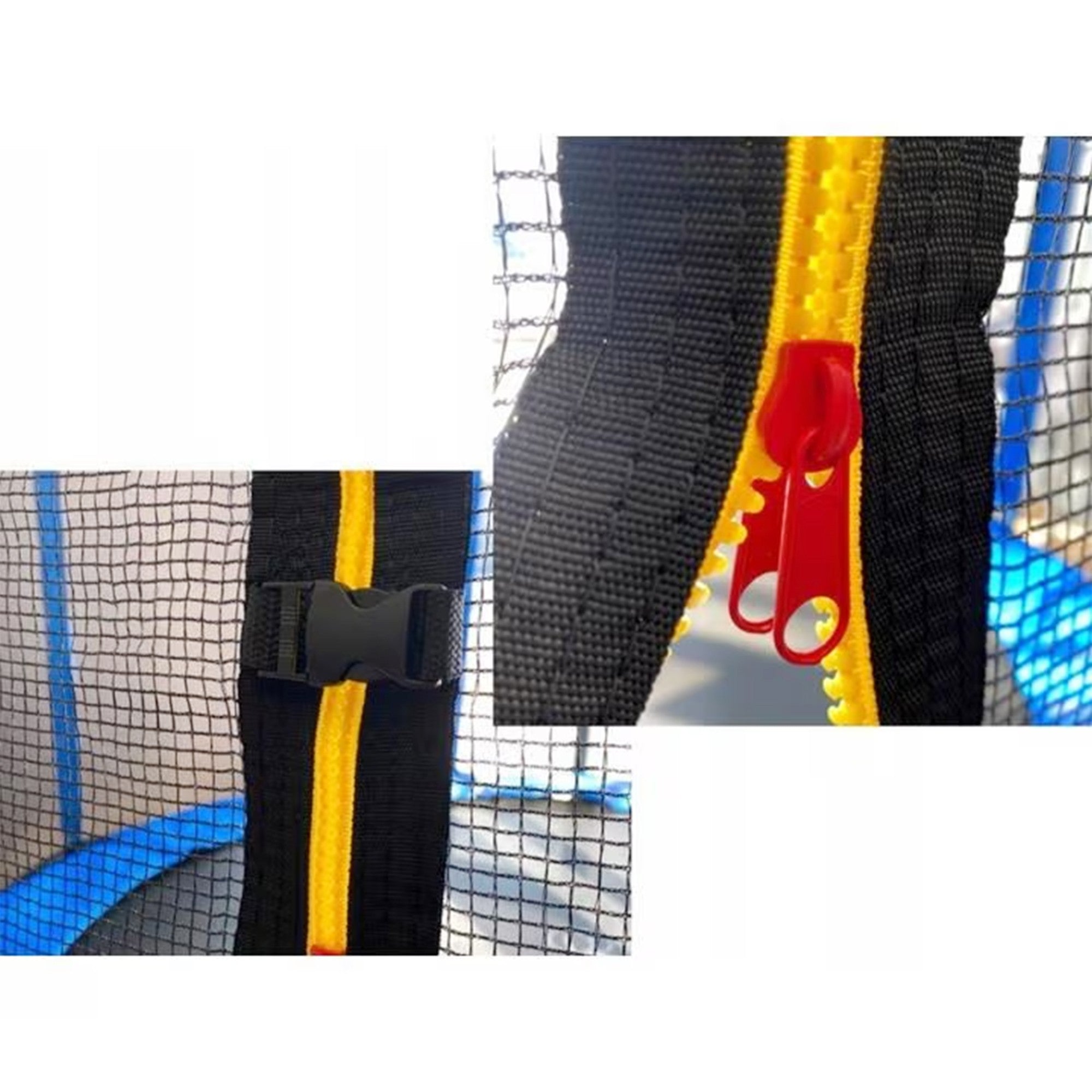 Trambulina pentru Copii, Flippy, Gradina si Exterior, Plasa de Protectie, Scara de Acces, Susutinere din Otel Galvanizat, Capacitate 2-3 Persoane, Pana la 200 kg, 1.83 x 2.6 m, Albastru/Negru