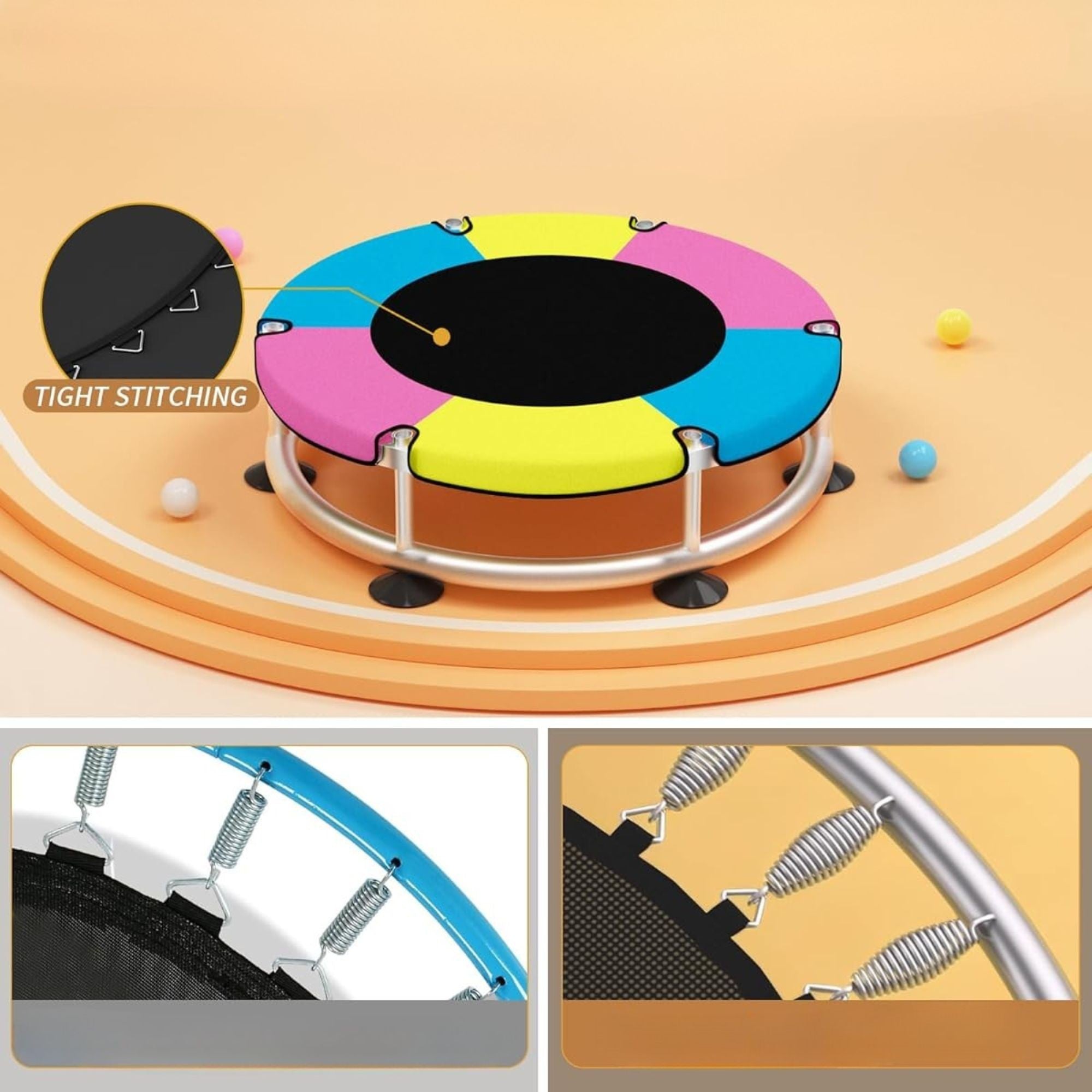 Trambulina pentru Copii, pentru Gradina si Interior, cu Plasa de Siguranta si Fermoar, Sustinere din Otel Galvanizat, Bara de Gimnastica Reglabila, Sac de Box, Capacitate 200 kg, 140 cm, 3+ ani, Multicolor