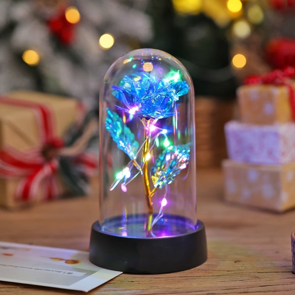 Trandafir in Cupola, Flippy, cu Lumina Led Multicolora, Baterii, 8.5 x 15 cm, Albastru
