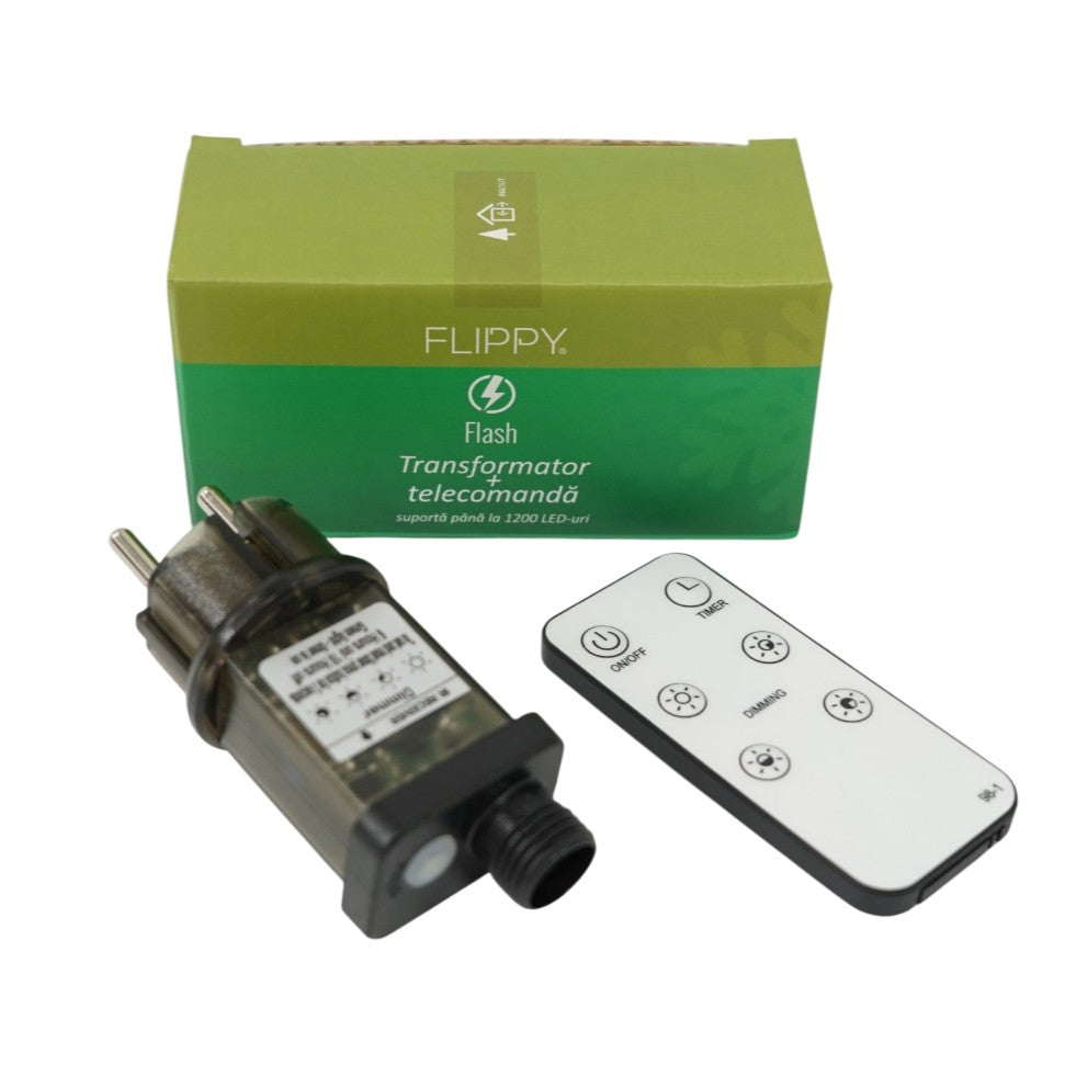 Transformator cu Telecomanda Inclusa, Flash, pentru Instalatii Luminioase LED, Suporta pana la 1200 LED-uri, 31 v, Negru