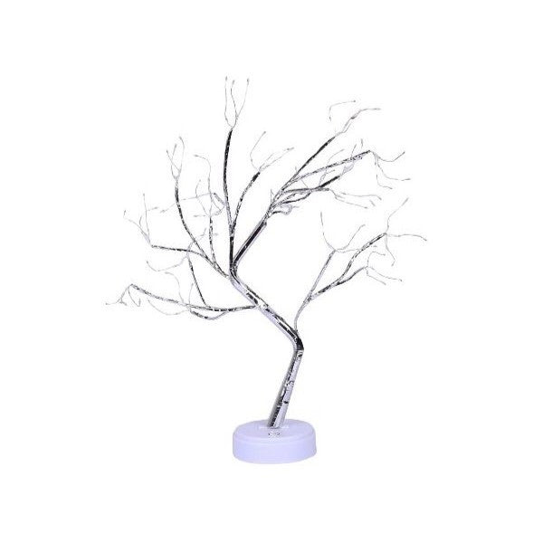Lampa de veghe LED cu baterii si USB, Flippy, Model Copac din cupru, Alb rece