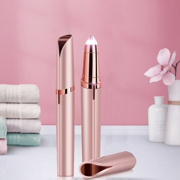 Trimmer Facial pentru Sprâncene și Păr Facial, Reîncărcabil USB, Design Compact, ABS, 1.5 x 13 cm Roz Auriu