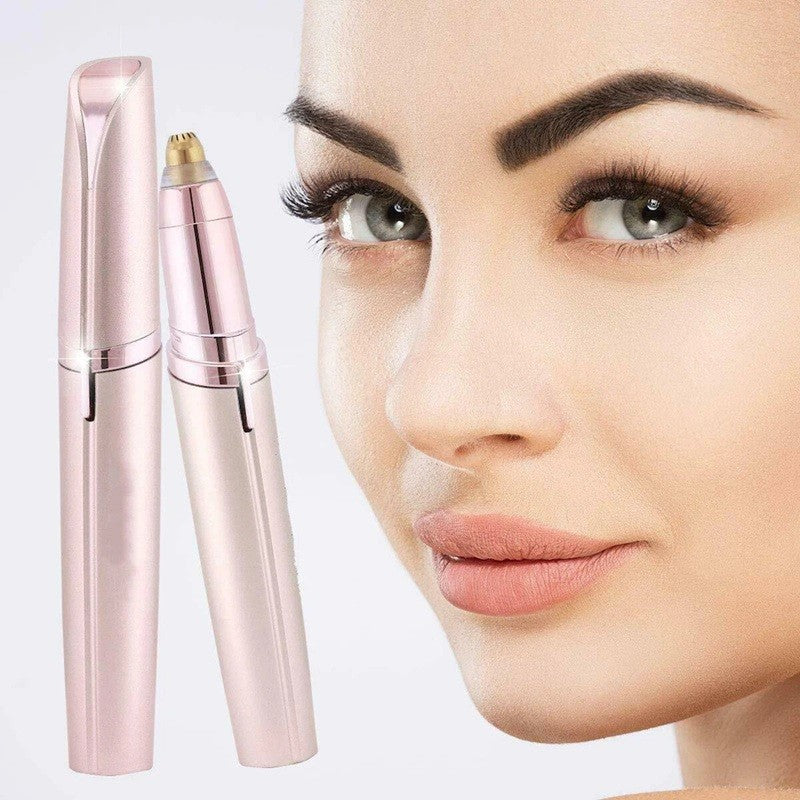 Trimmer Facial pentru Sprâncene și Păr Facial, Reîncărcabil USB, Design Compact, ABS, 1.5 x 13 cm Roz Auriu