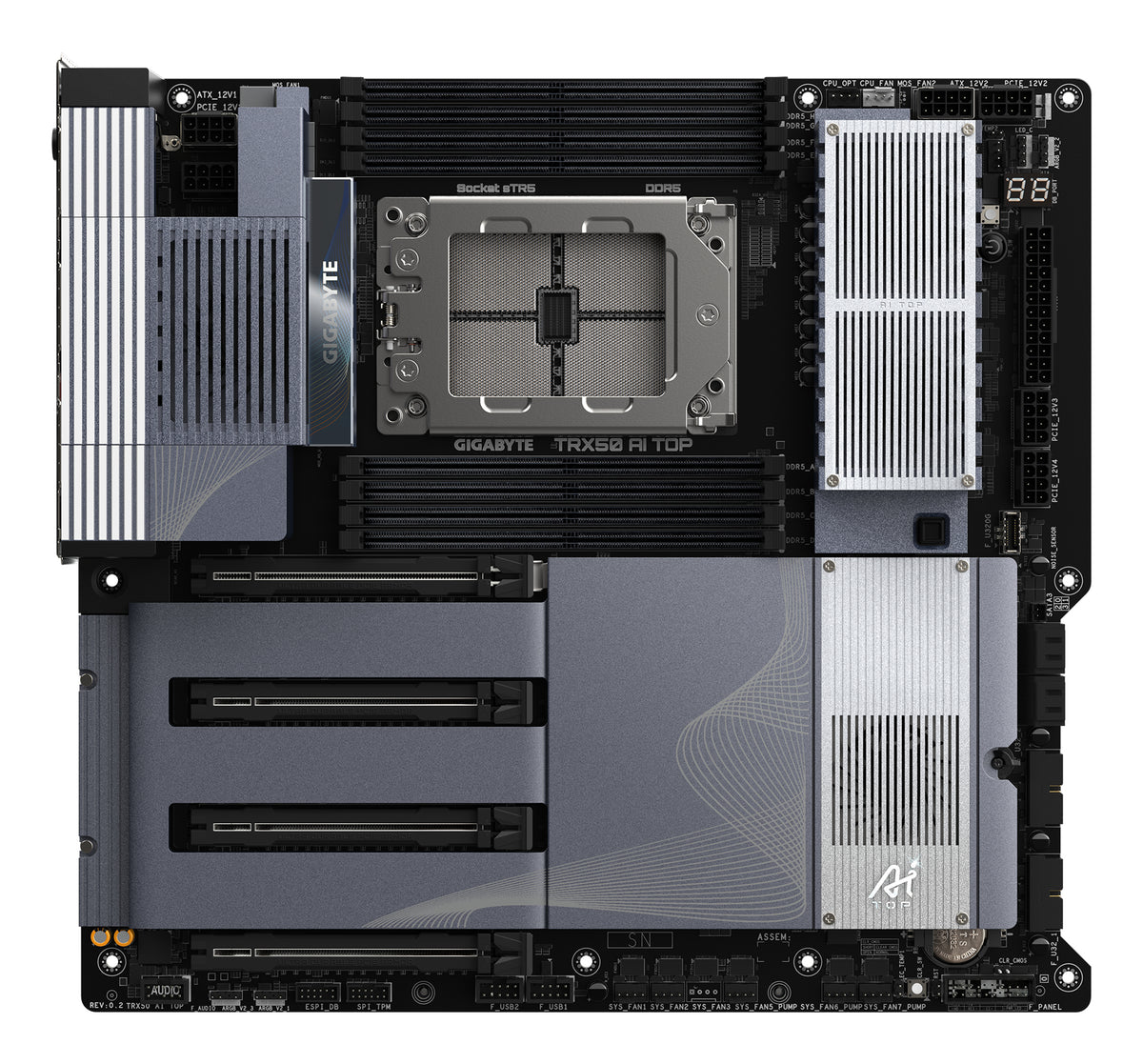 Placa de baza Gigabyte TRX50 AI TOP, AMD Socket sTR5, TRX50, DDR5, BT, Wi-Fi, E-ATX, Negru 