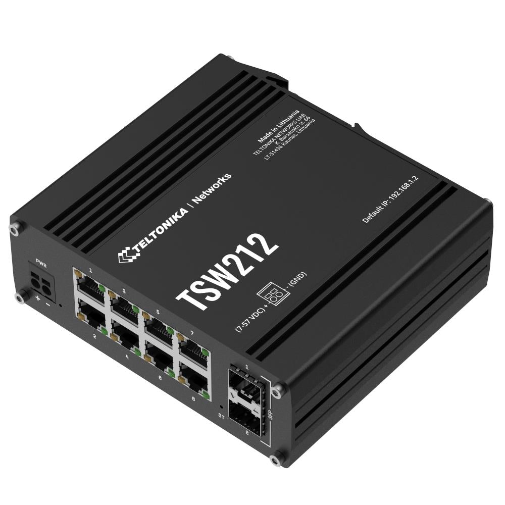 SWITCH Teltonika POE+ "TSW200", 8 x LAN port 10/100/1000 Mbps PoE+, 2 x SFP, buget PoE 240W ( fara alimentator )"TSW200000050"