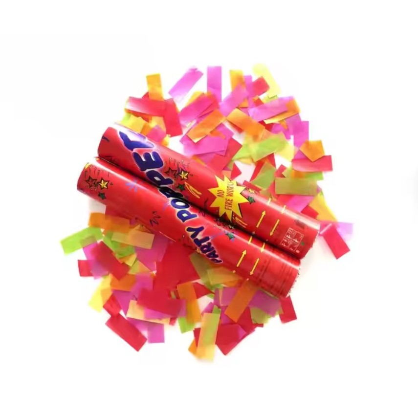 Tub de Confetti, Party Pooper, 40x5 cm, Confetii Asortate din Hartie, Multicolor