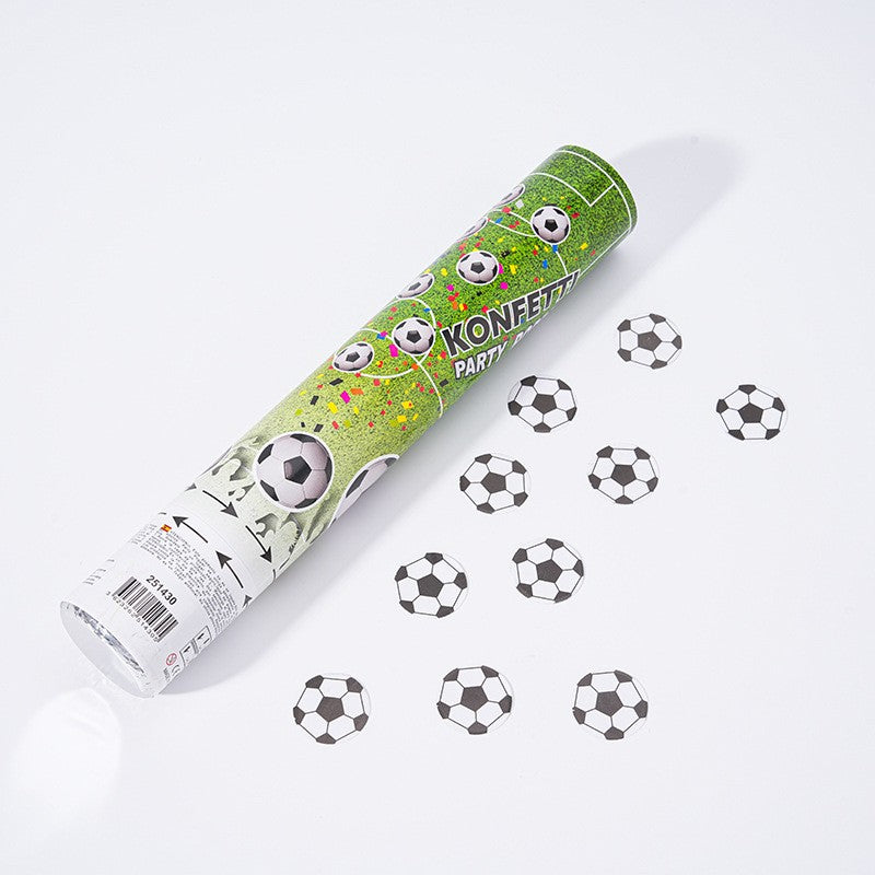 Tun Confetti, Model Mingi de Fotbal, 28 cm, Ambalaj din Carton, Eliberare prin Rasucire, Alb Negru