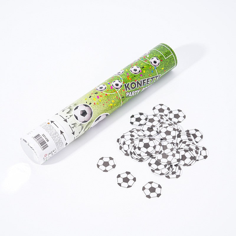 Tun Confetti, Model Mingi de Fotbal, 28 cm, Ambalaj din Carton, Eliberare prin Rasucire, Alb Negru