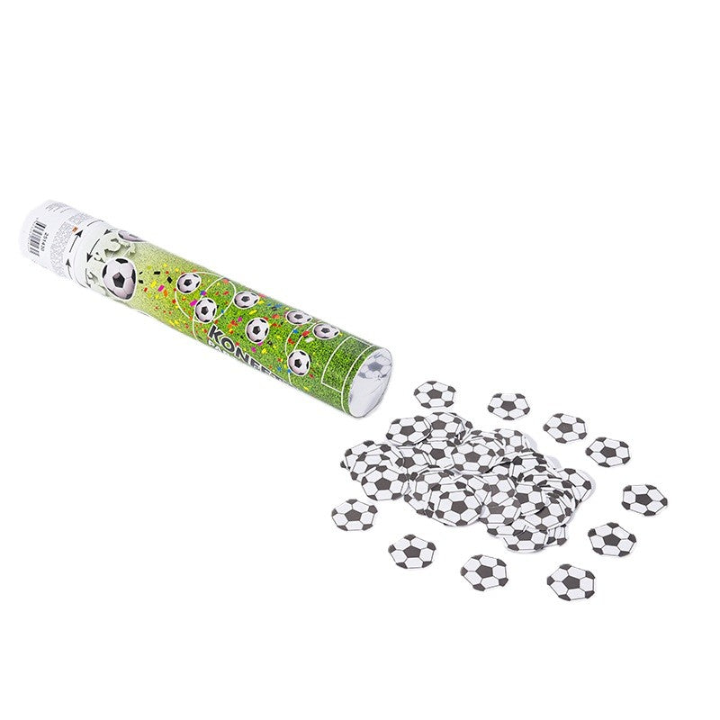 Tun Confetti, Model Mingi de Fotbal, 28 cm, Ambalaj din Carton, Eliberare prin Rasucire, Alb Negru